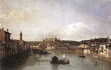 Bernardo Bellotto Canvas Paintings - View of Verona and the River Adige from the Ponte Nuovo